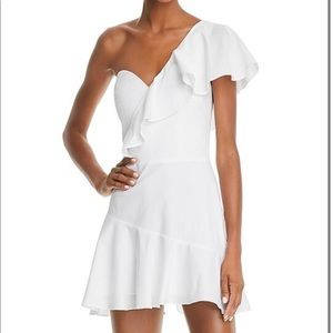 Amanda Uprichard one shoulder ruffle mini dress